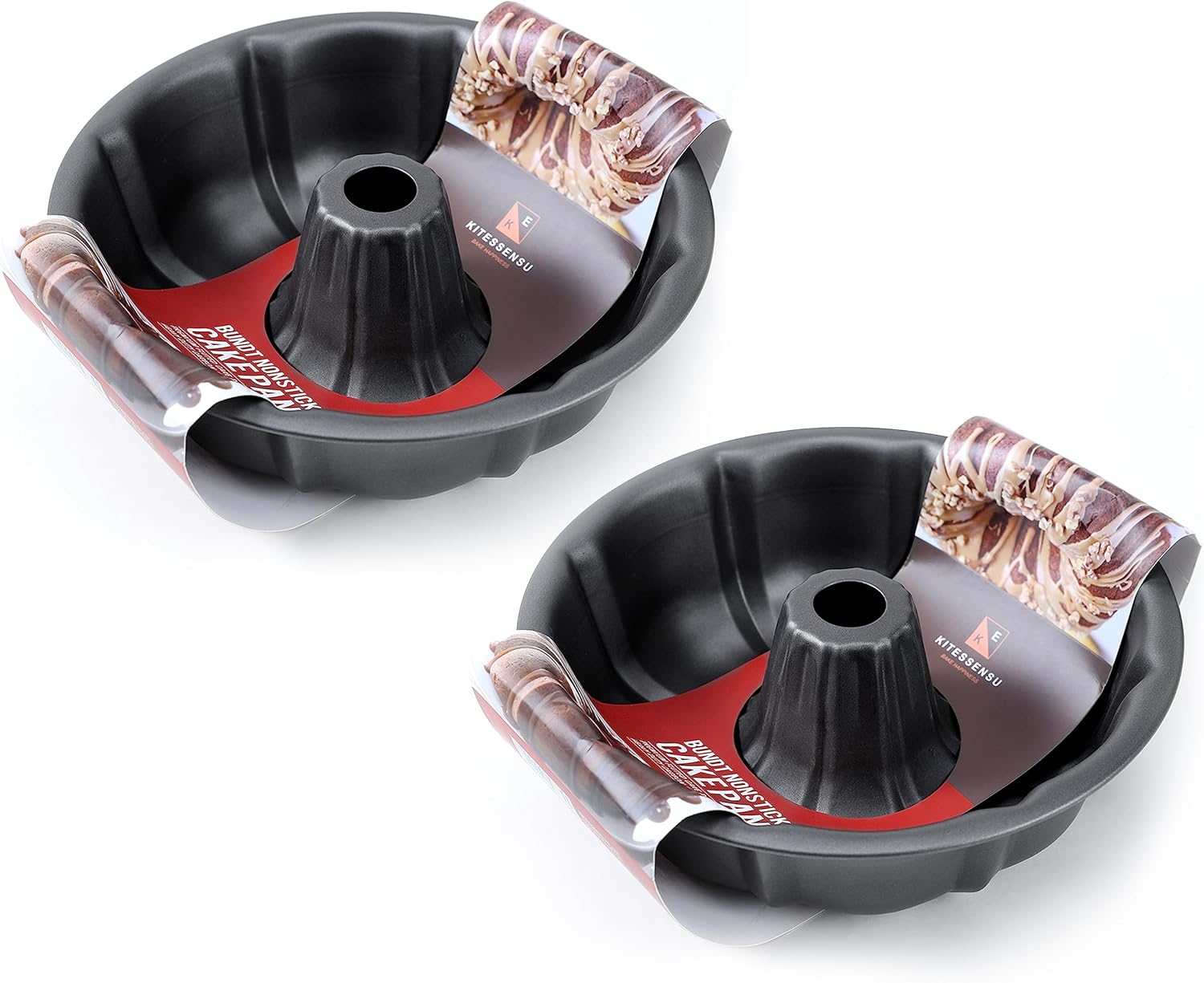 KITESSENSU Bundt Pan Carbon Steel Oven Safe Halloween set on a kitchen countertop with Halloween decorations