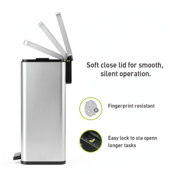 EKO Stainless Steel Trash Can Fingerprint Resistant Kitchen-2