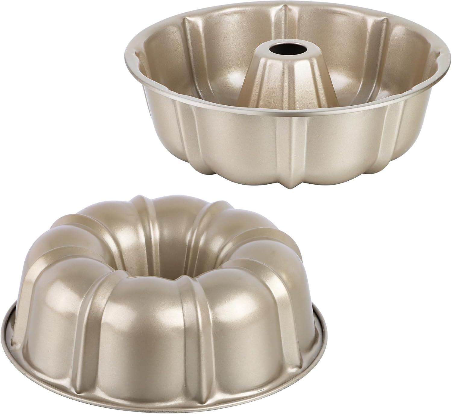 Onader Bundt Cake Pan displaying golden finish and fluted design