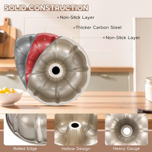 Onader Bundt Cake Pan Carbon Steel Nonstick 10 Inch-3