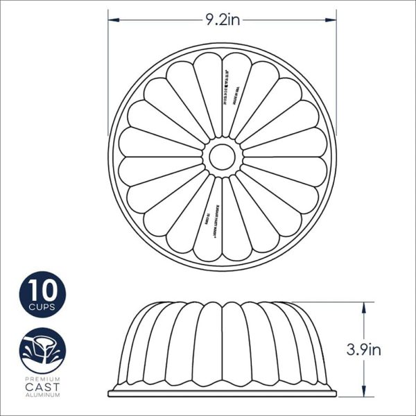 Nordic Ware Bundt Pan Aluminum Gold 10 Cup Capacity-3