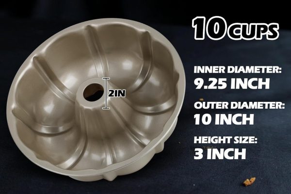 Leonyo Bundt Pan Carbon Steel Nonstick 10 Inch Gold-1
