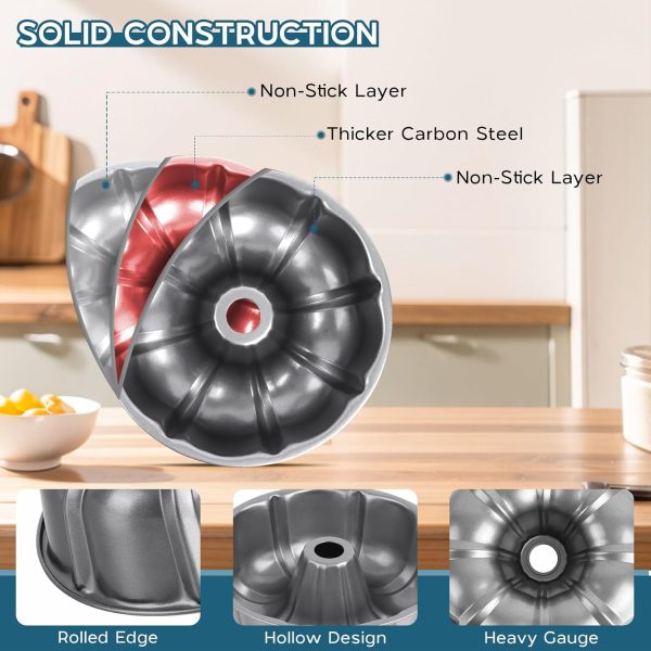 Onader Bundt Pan Carbon Steel Nonstick 10 Inch Cake Pan-3