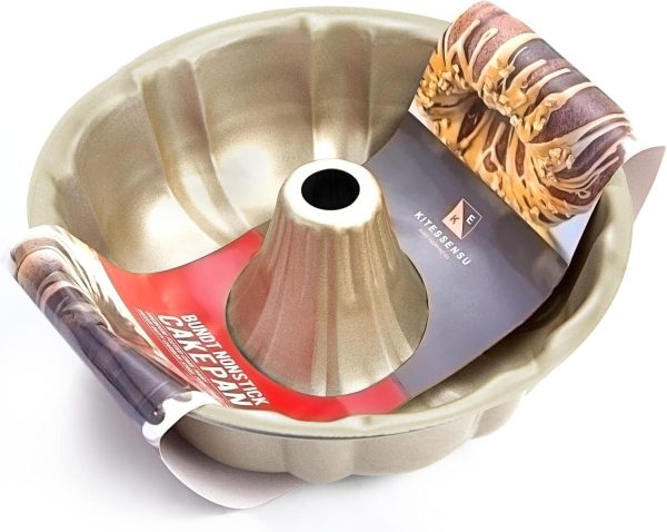 KITESSENSU Bundt Pan Gold Nonstick Carbon Steel Bakeware-0