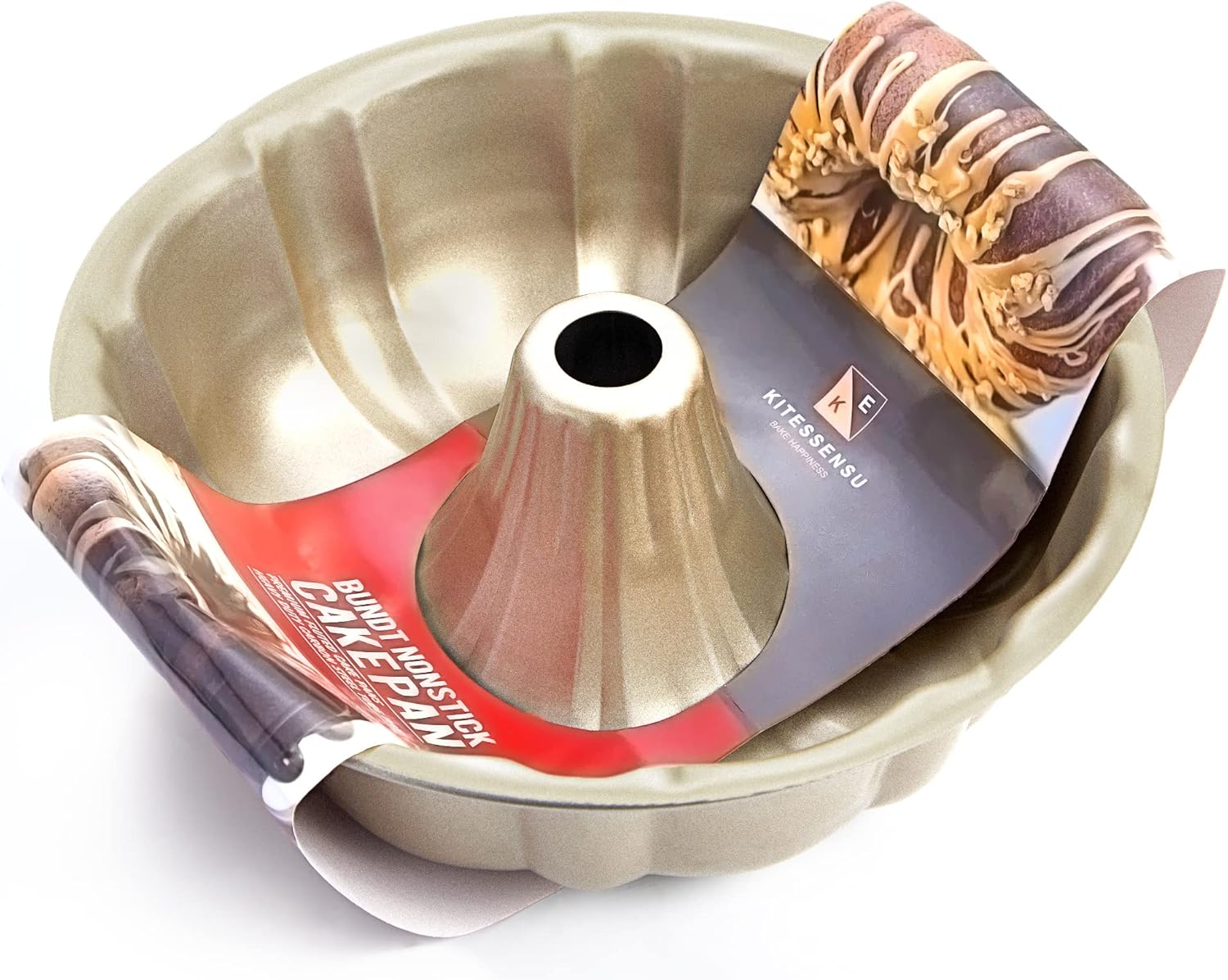 KITESSENSU Bundt Pan displaying a golden, nonstick surface and detailed shape