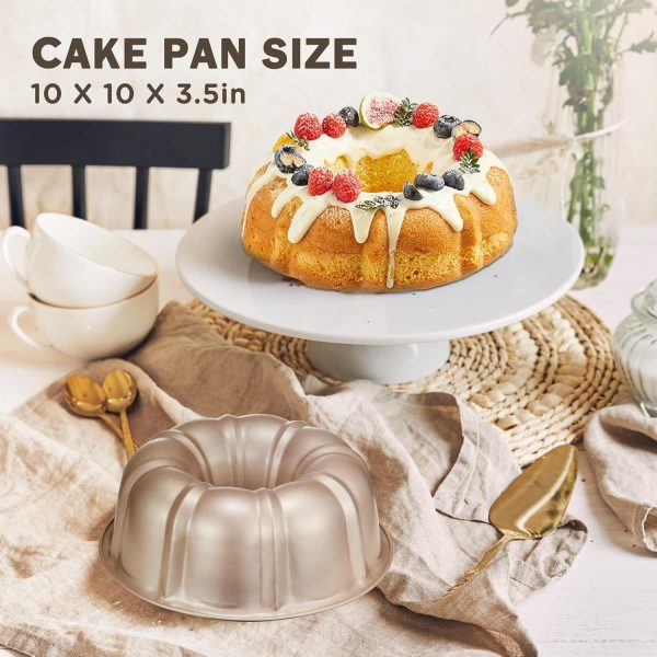 KITESSENSU Bundt Pan Gold Nonstick Carbon Steel Bakeware-2