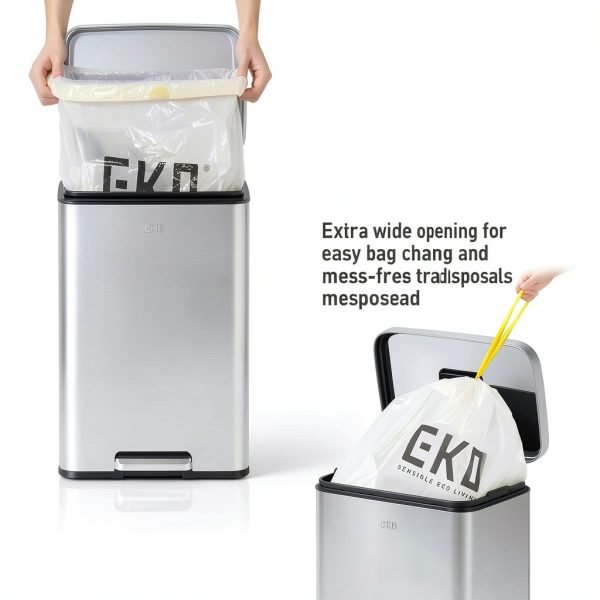 EKO Stainless Steel Trash Can Fingerprint Resistant Kitchen-3