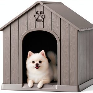 Fancyango Waterproof Dog House for Small Medium Breeds Grey-0