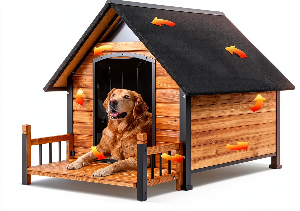 GUTINNEEN insulated dog house in a backyard setting