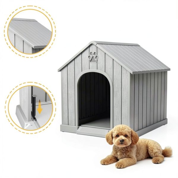 Fancyango Waterproof Dog House for Small Medium Breeds Grey-2