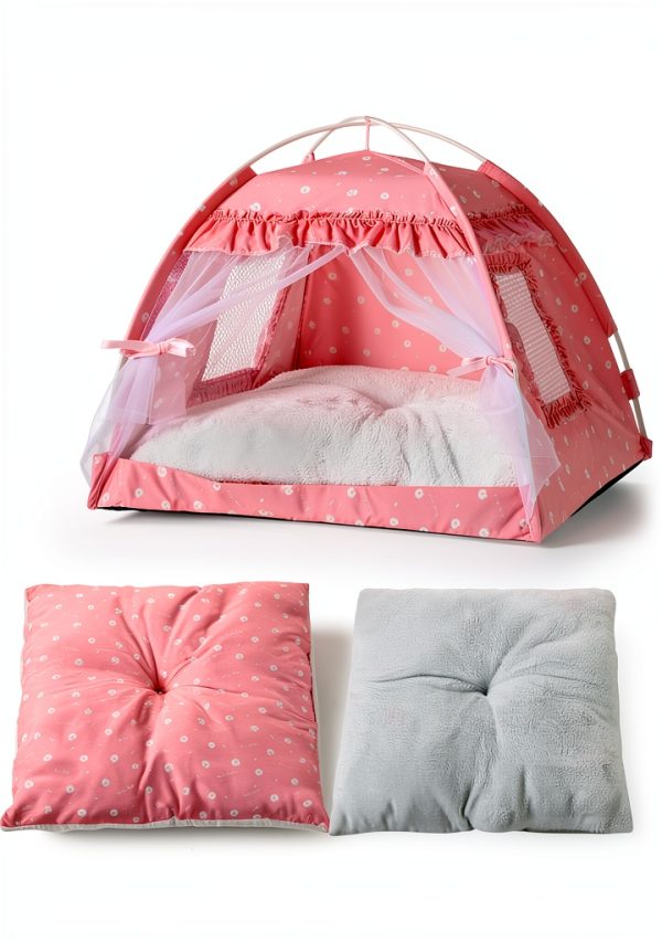 Cat Tent Princess SEIMMIE Mesh Flower Canopy Pink L-5