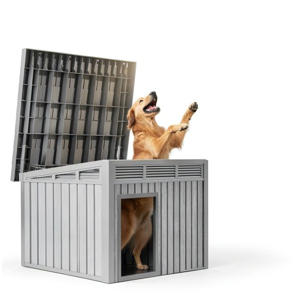 Fancyango Dog House Classic Black 42.8x33x31.5in Hydraulic Roof TT033-2