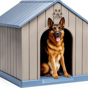 Fancyango Dog House Weatherproof PP Outdoor Shelter Blue-0