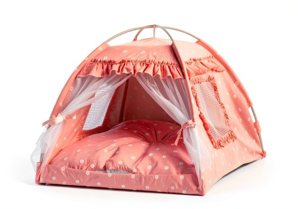 Cat Tent Princess SEIMMIE Mesh Flower Canopy Pink L-0
