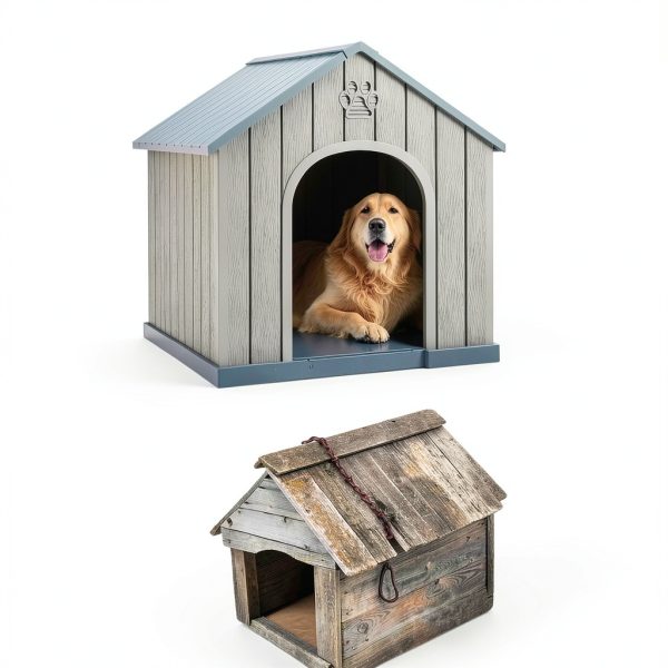 Fancyango Dog House Weatherproof PP Outdoor Shelter Blue-2