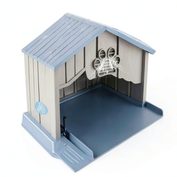 Fancyango Dog House Weatherproof PP Outdoor Shelter Blue-4