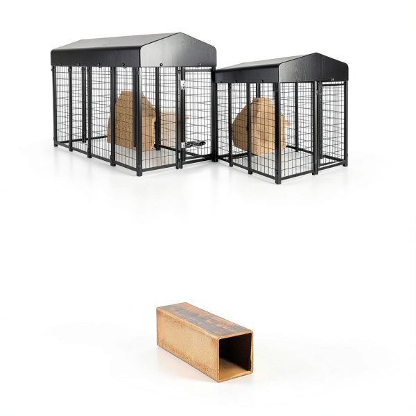Guiferland Rustproof Outdoor Dog Kennel with Doggy Door 2PCS-2