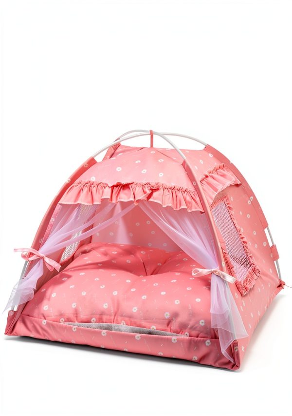 Cat Tent Princess SEIMMIE Mesh Flower Canopy Pink L-4