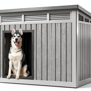 Fancyango Dog House Classic Black 42.8x33x31.5in Hydraulic Roof TT033-0