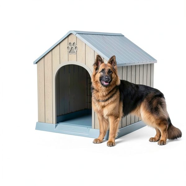 Fancyango Dog House Weatherproof PP Outdoor Shelter Blue-3