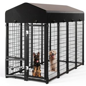 Guiferland Rustproof Outdoor Dog Kennel with Doggy Door 2PCS-0