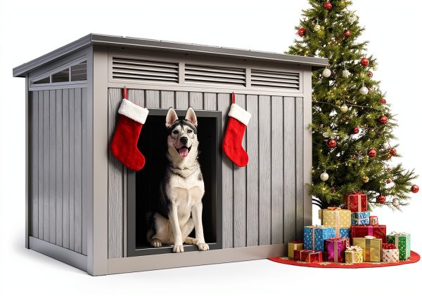 Fancyango Dog House Classic Black 42.8x33x31.5in Hydraulic Roof TT033-1