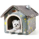 Dog House SeaHome Grey Velvet Pet House with Foldable Design Size M-0