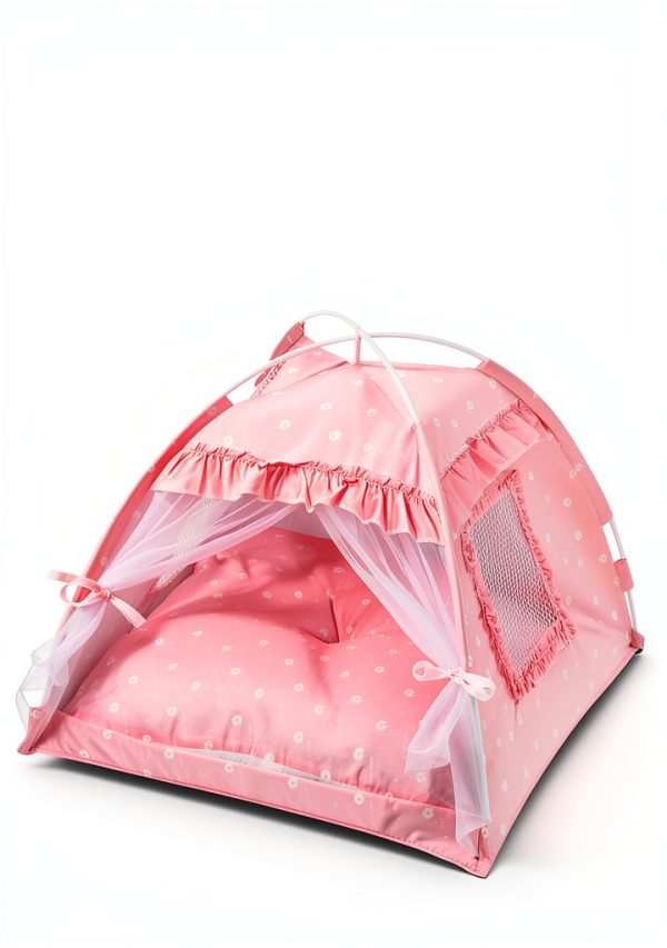 Cat Tent Princess SEIMMIE Mesh Flower Canopy Pink L-3