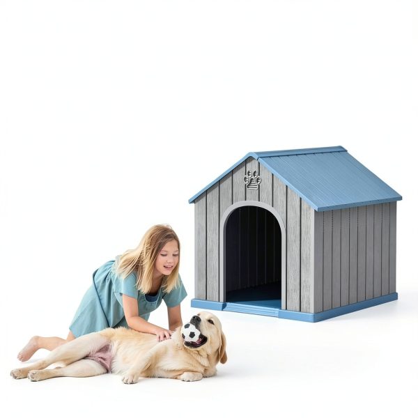 Fancyango Dog House Weatherproof PP Outdoor Shelter Blue-7