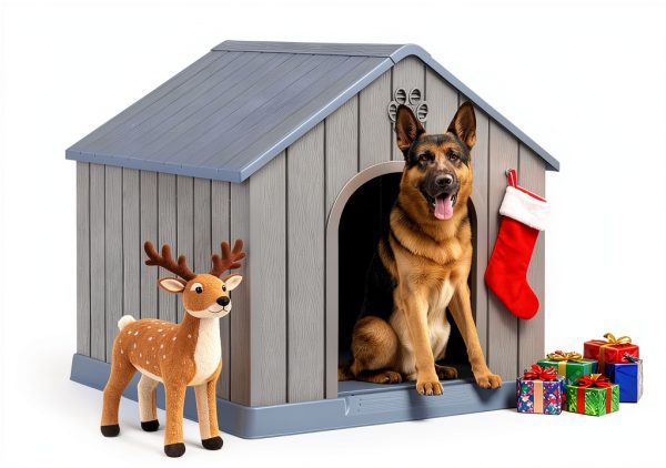 Fancyango Dog House Weatherproof PP Outdoor Shelter Blue-1