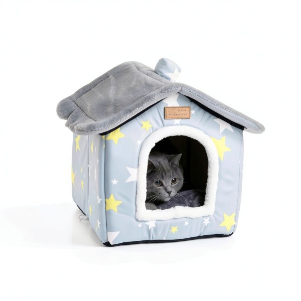 Dog House SeaHome Grey Velvet Pet House with Foldable Design Size M-2