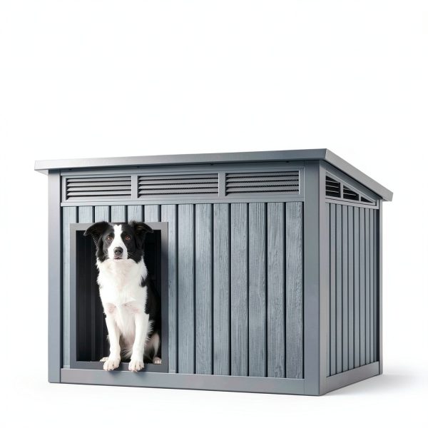 Fancyango Dog House Classic Black 42.8x33x31.5in Hydraulic Roof TT033-4