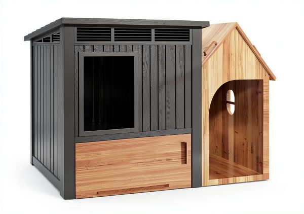 DRATO Large Outdoor Dog House with Removable Roof Black 43x33x32in-3