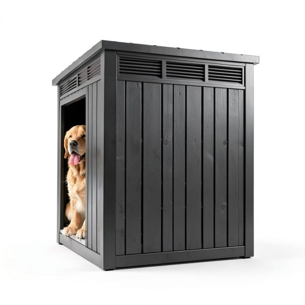 DRATO Large Outdoor Dog House with Removable Roof Black 43x33x32in-7