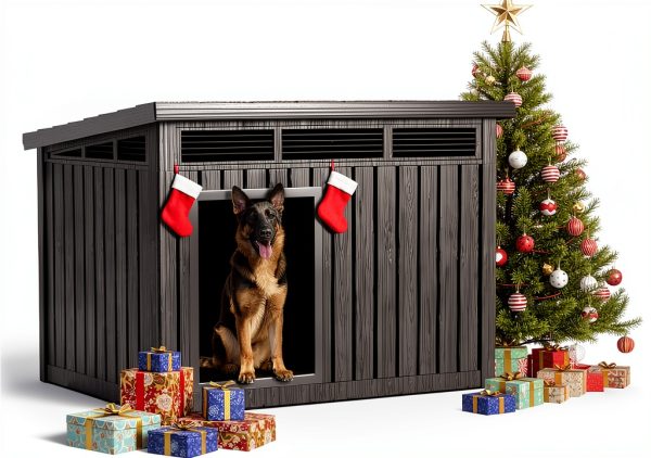 DRATO Large Outdoor Dog House with Removable Roof Black 43x33x32in-1