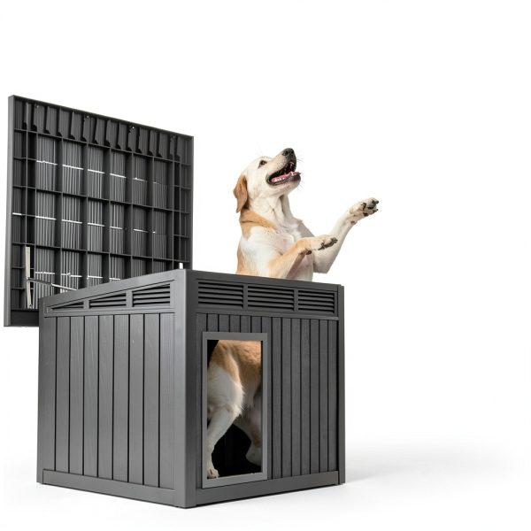 DRATO Large Outdoor Dog House with Removable Roof Black 43x33x32in-4