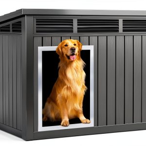 DRATO Large Outdoor Dog House with Removable Roof Black 43x33x32in-0