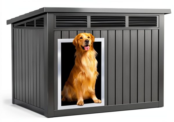 DRATO Large Outdoor Dog House with Removable Roof Black 43x33x32in-0