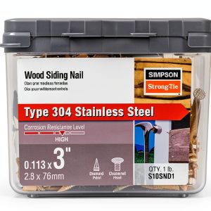 Simpson Strong Tie S10SND1 Stainless Steel Siding Nail, 3" x 0.218",-0