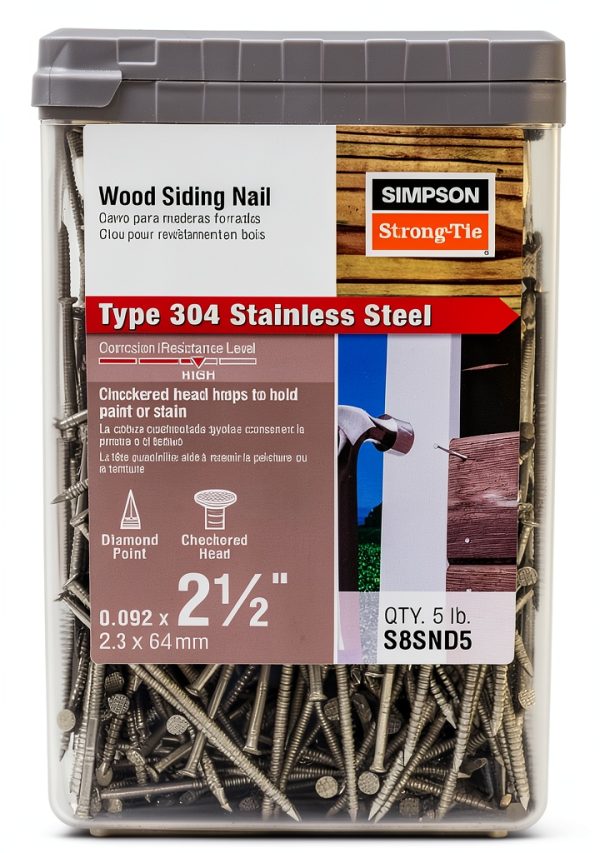 Simpson Strong-Tie S8SND5-8d Ring-Shank Wood Siding Nail 304 Stainless-0