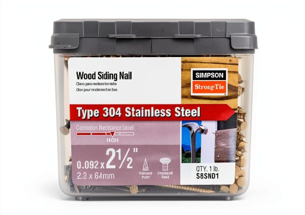 Simpson Strong-Tie S8SND1 Ring-Shank Wood Siding Nail, 2-1/2" x-0