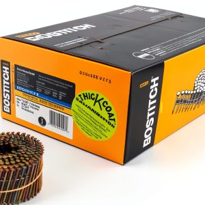 BOSTITCH Siding Nails, Wire Collated Coil, Thickcoat Galvanized, 15-Degree, Ring Shank, 2-1/2-Inch x .090-Inch, 3600-Pack (C8R90BDG)-0